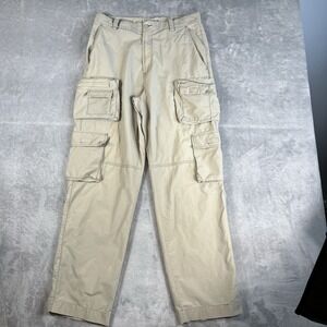 Y2K Vintage‎ Tactical Structure Super Quality Cargo Pants Mens 33x32 Tan FLAWS